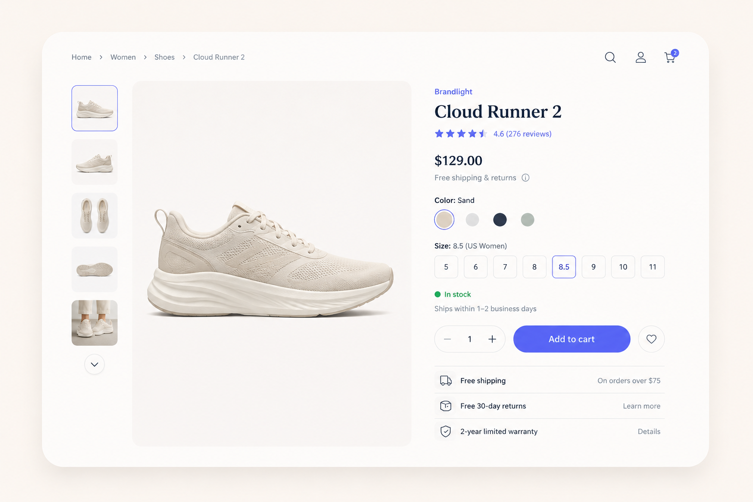 Retailer product page